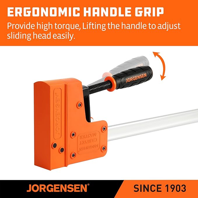 Jorgensen 2-pack 30” Bar Clamp Set, 90° Parallel Clamp Cabinet Master, Steel Jaw Bar Clamp for Woodworking, 1500 lbs load Limited