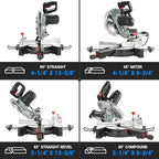 Sliding Compound Miter Saw, 15A 10", Bevel Cut (0°-45°) with Laser, Extension Table, Iron Blade Guard, Cutting Wood, PVC or Soft Metal