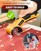Saker Cordless Electric Scissors,Cardboard Box Cutter,4V Rechargeable Rotary Cutter with Safety Lock & LED Light,Cardboard Cutter for Cutting of Fabric, Leather, Carpet, Plastic, and More(2 Blades)
