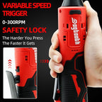 dogtooth Cordless Electric Ratchet Wrench Set, 35 Ft-lbs, 300 RPM, 16.8V Cordless Ratchet Wrench 3/8", fast Charger, 6 Sockets, 1-Pack 1500mAh Lithium-Ion Batteries, Variable Speed Trigger