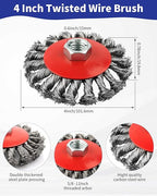 Rocaris Wire Wheel Cup Brush for Grinders, 8 Pack Wire Wheels for 4 1/2 Angle Grinder, 3 & 4 Inch Twisted Knotted & Coarse Crimped Cup Brush