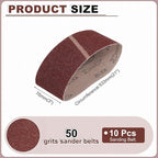 HARFINGTON 3 x 21 Inch Sanding Belts, 10 Pcs 50 Grit Aluminum Oxide Abrasive Belt Sander File Belt for Woodworking, Metal Polishing, Knife Sharpener