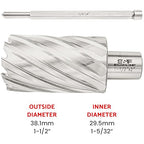 S&F STEAD & FAST HSS Annular Cutter 1-1/2" Diameter 2" Cutting Depth, Mag Drill Bits with Pilot Pin for Magnetic Drill Press