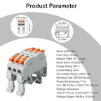 5Pcs DIN Terminal Blocks, 3 Conductor Compact Wire Conductor Splicing Connectors, KV223 Lever Wire Connectors for AWG 28-12, 600V 32A