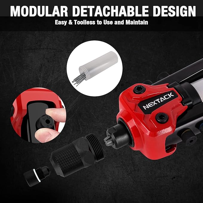 1/4 Rivet Gun w/ 350pc Assorted Rivets, Pop Rivet Gun Kit w/ 5pc Nosepieces, Two-Handed Heavy Duty Riveter Tool Setter with Shaft Container for Van, Gutter & Automotive(NT300)