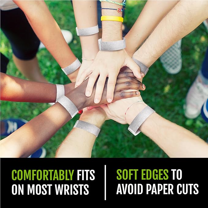 1,000 WristCo Tyvek Metallic Silver Wristbands for Events – Tamper-Proof Design Prevents Reuse – Premium-Grade Bracelets for Hospital & Medical ID, Party, Concert Entry, VIP Identification