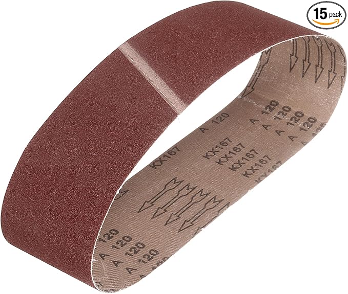 HARFINGTON 4 x 36 Inch Sanding Belts, 15 Pcs 120 Grits Aluminum Oxide Belt Sander Abrasive File Belt for Woodworking, Metal Polishing, Knife Sharpener