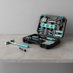 Amazon Basics Household Tool Kit With Storage Case, 142 Piece, Turquoise, 13.39 x 9.25 x 2.95 inch