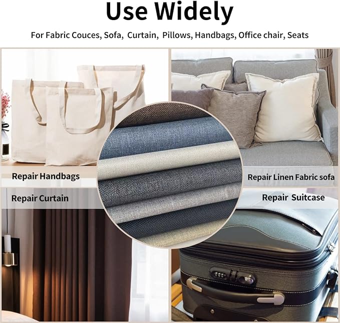 Fabric Repair Patches, 35X79 Inch Linen Repair Tape Self-Adhesive Fabric Patches Durable, DIY Large Linen Tape for Sofa, Couches, Furniture, Chair, Clothing （35X79 Inch, Black）