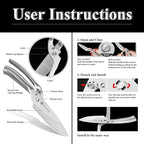 WILDMOK Heavy Duty Poultry Kitchen Shears – Multi-function Stainless Steel Poultry Shears, Ultra Sharp All Purpose Kitchen Scissors Cutting Chicken Meat, Turkey, Fish
