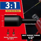 1/2" Heat Shrink Tubing, 32.8 Feet Roll Industry Marine Grade 3:1 Shrink Ratio Shrink tubing, Adhesive Lined Heat Shrink Tube, 1/2 Waterproof Shrink Tube for Wires Home Marine Automotive-Black