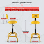 Shop Stool with Backrest, Mechanic Garage Stool for Workshop, Adjustable Shop Stools Chair, Padded Workbench Stools for Men Women, 300 LBS Capacity, 360° Swivel PVC Seat, Heavy Duty, Yellow