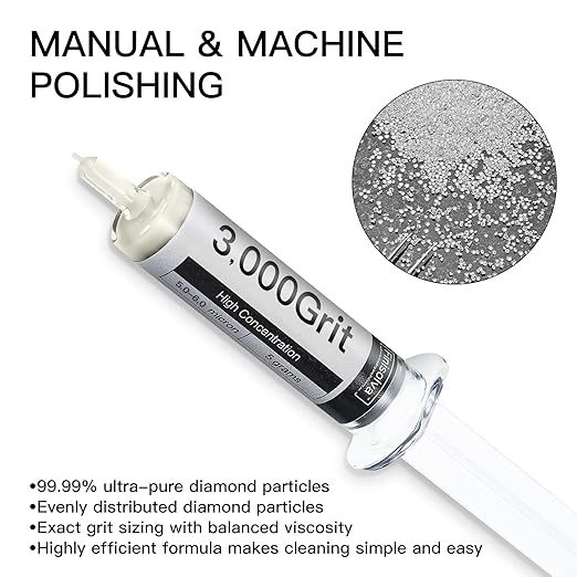 Diamond Polishing Compound Lapping Compound 3,000 Grit 5-6 Microns with 30% Concentration of Diamond Powders Diamond Stropping Paste for Glass Marble Metal Resin Rock Jewelry Chrome Watch