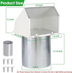 6 Inch Hooded Wall Vent with Screen and Damper,Wall Exhaust Vent Cover Cap,Dryer Vent Cover Outside,External Extractor Wall Vent Hood for House Kitchen Range Hood Air Ventilation,Galvanized Steel,Whit