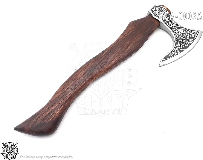 SHINY CRAFTS-Camping Axe Tomahawk Viking Bearded Axe Custom Handmade Carbon Steel Axe Valentine's Day Gift Birthday Gift for him with Premium Leather Sheath (SCA 05A)