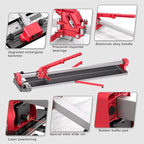 SHIJING 24-inch Manual Tile Cutter with Laser Cutting Guide Porcelain Tile Cutter with Split Platen,Double Aluminum Base,Tungsten Carbide Cutting Wheel