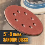 POWERTEC 150PK, 60/80/100/120/150/180/240/320/400/600 Grits, 5 Inch 8 Hole Hook and Loop Sanding Discs, Aluminum Oxide Woodworking Sanding Pads for Random Orbital, Palm, Air & Pneumatic Sander (45054)