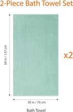 Amazon Basics 100% Cotton Quick-Dry Lightweight Moisture Absorbing Bath Towel, 2-Pack, Seafoam Green, 54" x 30"