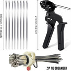 Metal Zip Ties with Stainless Steel Cable Tie Gun, Special Tool For Fastening and Cutting Steel Zip Ties, 100pcs 11.8in Uv Resistant chain link fence Parts For Fence Exhaust Pipe Outdoor