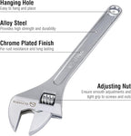 Olympia Tools 18" Adjustable Wrench, Heavy Duty Drop Forged Steel, Chrome Plated, Precision Machined Jaws, Rust Resistant