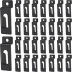 30Pcs Slatwall Utility Notch Hooks, Slat Wall Picture Display Hooks Hanger Panel Shelf Pegboard Slatwall Accessories for Photo Frame Painting Arts Hanging Home Office (Black)