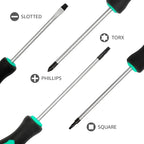 Amazon Basics Magnetic Screwdrivers Set, Includes Phillips, Slotted, Torx, Square, and Stubby Screwdrivers, 12-Piece Hand Tools Set, Turquoise