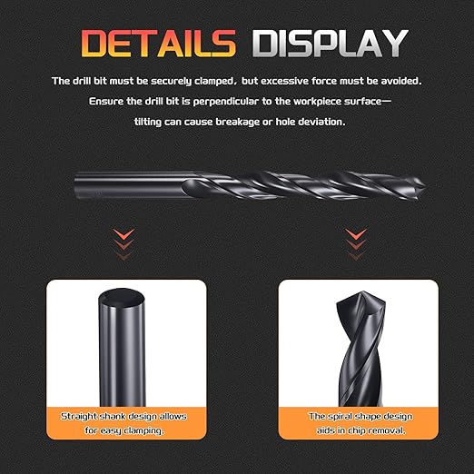 Drill Bit, 11.5mm Cutting Diameter, 4241 HSS Nitriding Black 118° Cutting Angle Versatile Jobber Bits - (Applications: for Drilling Plastic Wood Soft Metal), 6-Pieces