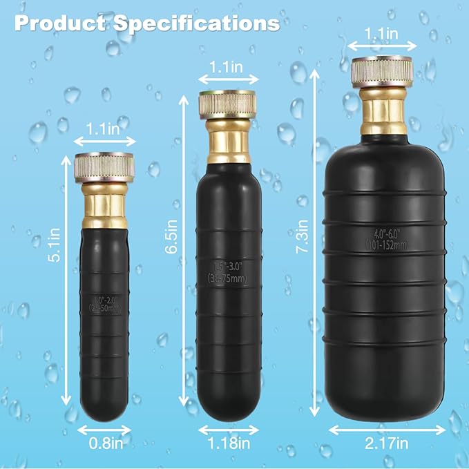 3 Pcs Drain Cleaning Bladder Set for 1-6 Inch Pipes Powerful Blockage Removal in Kitchen Bathroom Bathtub Swimming Pool and Sewer Lines Using Water Pressure