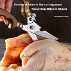 ANDONG Kitchen Shears - Heavy Duty Stainless Steel Poultry, Meat & Bone Scissors with Black Leather Sheath for Food