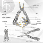 BIBURY Multitools BI2043, 17-in-1 Portable Multitool Foldable Spring-Loaded Pliers with Scissors, Can Opener & Screwdriver, Safety Locking EDC Tools for Camping Outdoor Activities Home Repair (Black)