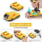 Cordless Drill Set, 21V Power Drill with 2 Battery and Charger,25+3 Torque Setting Electric Drill with 56 Acessories, Built-in 3/8'' Keyless Chuck, LED Light, Max 398 in/lb Electric Screwdriver