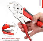 FASTPRO 4-Piece Locking Pliers Set with Heavy Duty Grip, 5", 7" and 10" Curved Jaw, 6-1/2" Long Nose Locking Pliers Included, Vise Grip Wrench Set