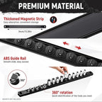 Magnetic Socket Organizer, 1-Piece Heavty Duty ABS Socket Holder, Socket Rail for Tool Box, Premium Quality 360° Swivel Socket Rack with 14 Clips for 3/8-Inch(Black)
