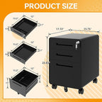 STANI 3 Drawer Filing Cabinet, Metal Filing Cabinet Legal/Letter Size with Lock, Mobile Storage Cabinet for Home and Office, Fully Assembled Except Wheels