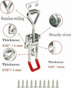 2Pack Stainless Steel 304 Adjustable Toggle Clamp Catch Clasp With Lock Hole, Heavy Duty Quick Release Clamp Anti-Slip Push Pull Toggle Clamp w/Free Screws (Model: 4001 with Lock Hole-S)