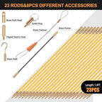 32.2FT Fiberglass Running Electrical Wire Cable Glow Rods Wire Pulling, Fish Rods Electrical Kit with 6 Different Attachments and Fish Tape Wire Puller Kit (Yellow)