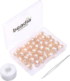 Natural Pearl Beads Rice 8-9mm Pink Freshwater Cultured Loose Gemstone Beads for DIY Jewelry Making 13.8''/Strand HQ