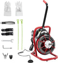 75Ft 3/8 Inch Electric Drain Cleaner Machine Auto Feed Drain Auger for 1 to 4 Inch Pipes Professional Sewer Snake with 4 Cutters Gloves Heavy Duty Clog Remover