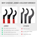 JANNO 6PCS Spanner Wrench Set, Premium Shock Spanner Wrench, Coilover Wrench, Alloy Steel Hook Spanner Wrench for Suspension System and Shock Adjustment