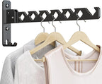 Wall Mounted Clothes Drying Rack, Wall Clothes Hanger Foldable, Laundry Hanger Hook for Bathroom, Wall Clothes Rack Indoor, Perfect for Small Spaces, Matte Black