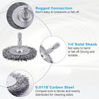 Rocaris 82 Pack Carbon Steel Wire Wheel Brush, Cup Brush, Wheel Brush, Pen Brush Set with 1/4-Inch Shank for Rust Removal, Corrosion and Scrub Surfaces, Grey