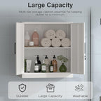 Wall Cabinet,Lockable Storage Cabinets with Adjustable Shelf,Locking Wall Storage Cabinet with Doors for Laundry Room,Home Office,White