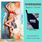 Giant Turtle Beach Towel Oversized 36" x 72", Thin Lightweight Sand Free Quick Dry Microfiber Towel for Swimming Pool Cruise Camping Travel