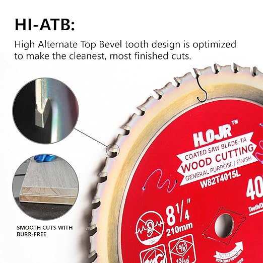 Circular Saw Blade Woodworking TA Series, 8-1/4" 40-Tooth, Arbor: 5/8", Finishing/General Purpose Wood Cutting, Anti-Thermal Adhesion Coating on Cutting Head -TA, 8-1/4" 40T TA
