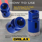 Drilax Pro Series 1-1/4 Inch Diamond Hole Saw for Angle Grinders | 1-3/8" Depth | 5/8"-11 Thread | Ideal for Faucets, RO Filters, Grab Bars & Dry Drilling | Long Life