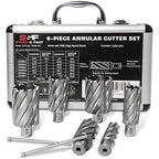 S&F STEAD & FAST Annular Cutter Set, 2 inch Depth of Cut, 7/8, 1-1/8, 1-1/4, 1-1/2, 1-3/4, 2" Cutting Diameter, 3/4 Weldon Shank, Mag Drill Bits Kit for Magnetic Drill Press