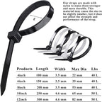 4 Inch Black Cable Tie Zip Ties Nylon Zip Ties Plastic Ties 100Pcs