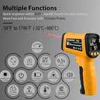 50:1 Infrared Thermometer Temperature Gun, Dual-Mode Temp Gun -58°F to 1796°F, with K-Type Thermocouple for Internal Readings, for Kilns, Industrial, and HVAC Applications