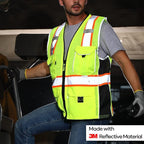 Neopelta Reflective Safety Vest Yellow Mesh, Made with 3M Reflective Tape, Heavy Duty Vest with ID pocket, Padded Neck, Yellow S