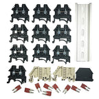 Dinkle Assembly Kit DK2.5N-BK 10 Gang Black with Jumpers DIN Rail Terminal Blocks, 12-22 AWG, 20 Amp, 600 Volt